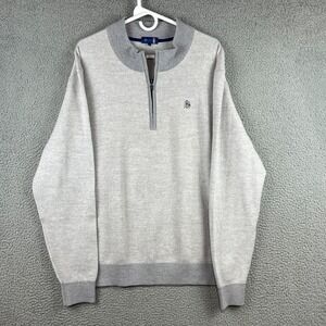 Stitch Golf Mens XL Light Grey 100% Italian Merino Wool 1/4 Zip Pullover Sweater